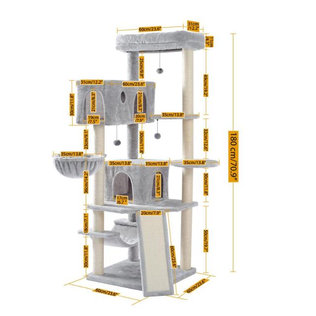 Kittyone- Kratzbaum mit Hängematte , Treppe, Stabil, Spielbälle